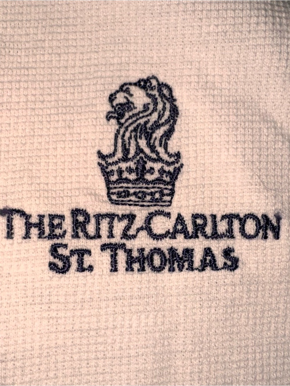 Men’s Large The Ritz Carlton St. Thomas Preppy White and Burgundy Polo